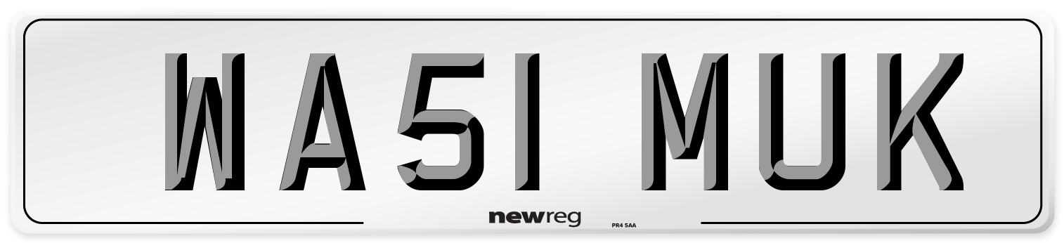 WA51 MUK Number Plate from New Reg